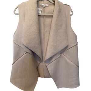 HYFVE Faux Suede Shearling Vest Womens Small Cream Fleece Vest Boho Indie NEW